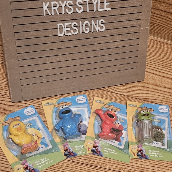 Sesame Street Mini Figures Big Bird Elmo Oscar Cookie Monster Cake Topper - Picture 1 of 7